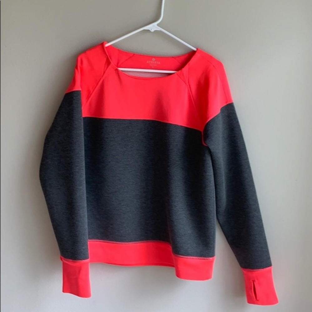 orange and gray athleta sweatshirt. Size large